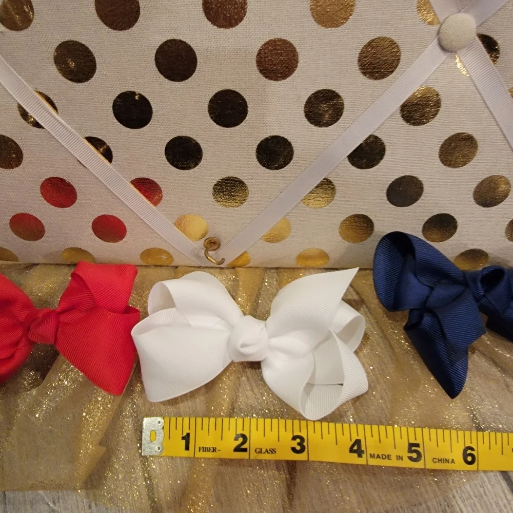 Girls Patriotic 3 Bow Set